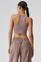 Seamless Delight High Neck Bra - Mushroom Heather
