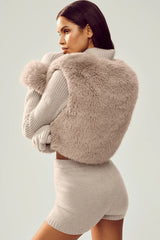 Faux Fur Cashmere Northstar Full Zip - Oat Heather