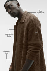Shift Knit Button Up Long Sleeve - Espresso