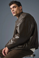 Faux Leather Premier Bomber - Espresso