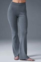 Denim Knit High-Waist Flare Pant - Steel Grey/Anthracite