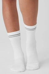 Unisex Half-Crew Performance Sock - White