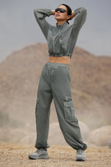 Sheer Game Time Wide Leg Jogger - Lunar Grey