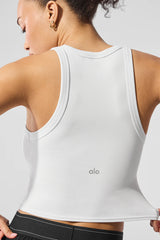 Goddess Ribbed Go-To Tank - White