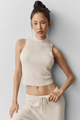 Sweater Knit Unwind Sleeveless Top - Oatmeal Heather