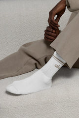 Unisex Half-Crew Throwback Sock - White/Light Cocoa
